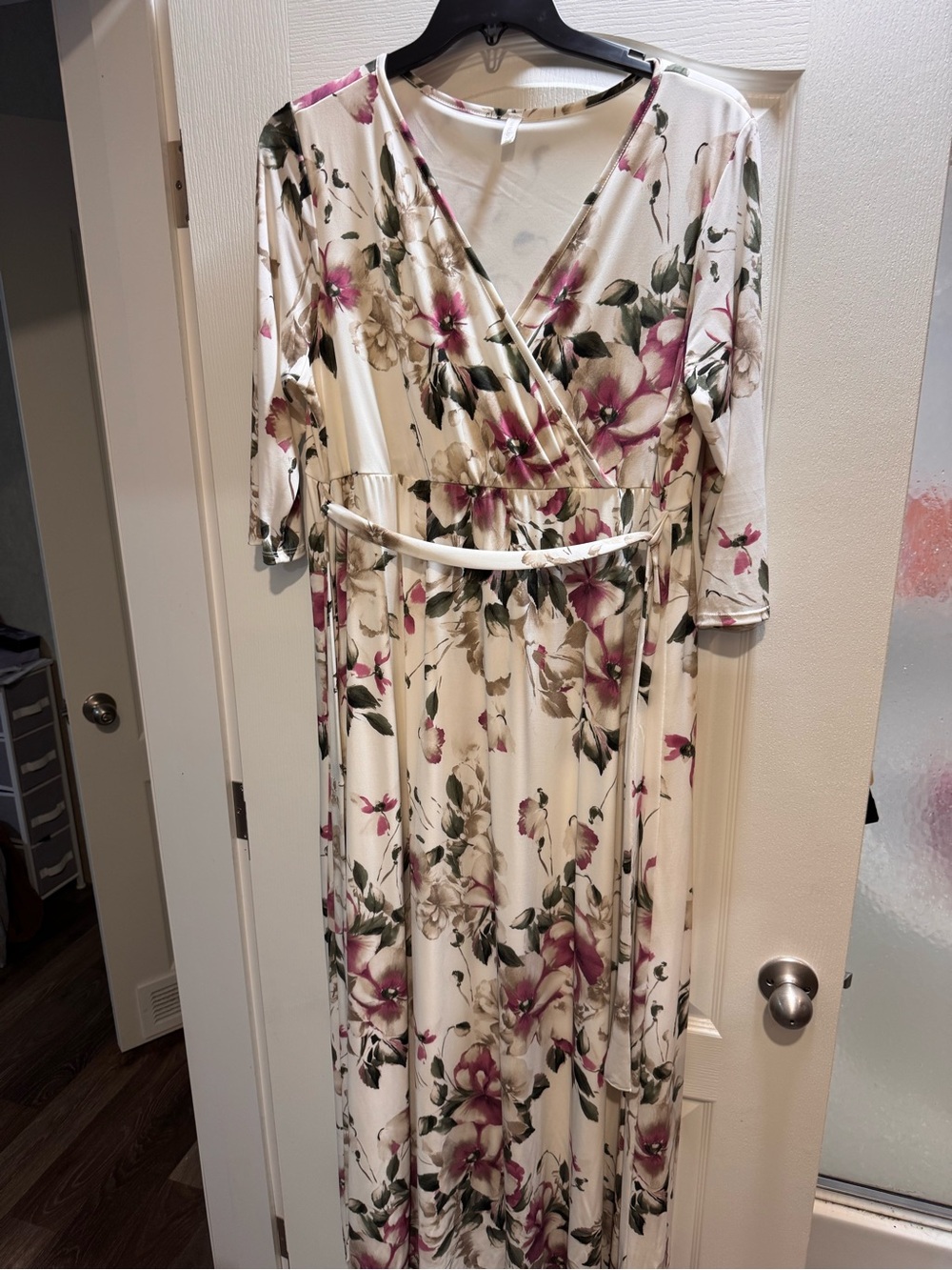 Pinkblush Plus Size Maternity Cream Floral Wrap Maxi Dress